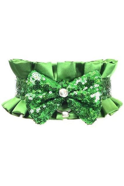 Kitten Collection Green Satin & Sequin Choker - Daisy Corsets