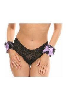 Kitten Collection Lavender/Black Lace Wrist Cuffs (set of 2) - Daisy Corsets