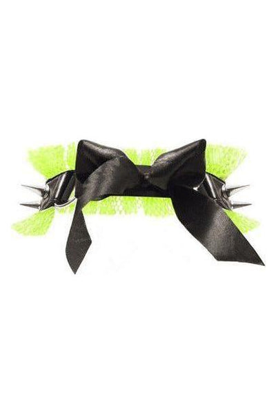 Kitten Collection Neon Green/Black Fishnet Spike Choker - Daisy Corsets