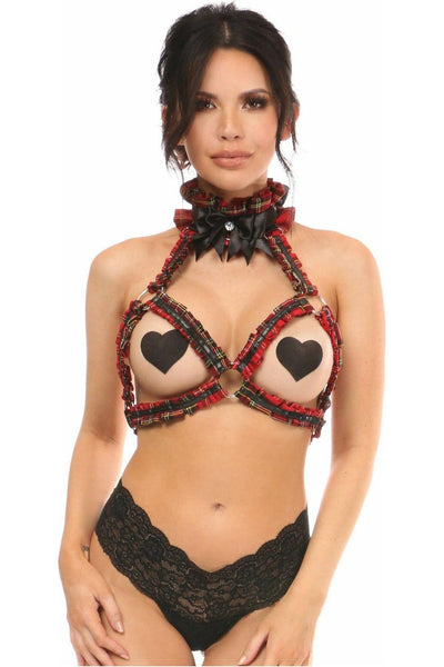 Kitten Collection Red Plaid Triangle Top Body Harness - Daisy Corsets