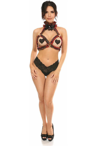 Kitten Collection Red Plaid Triangle Top Body Harness - Daisy Corsets