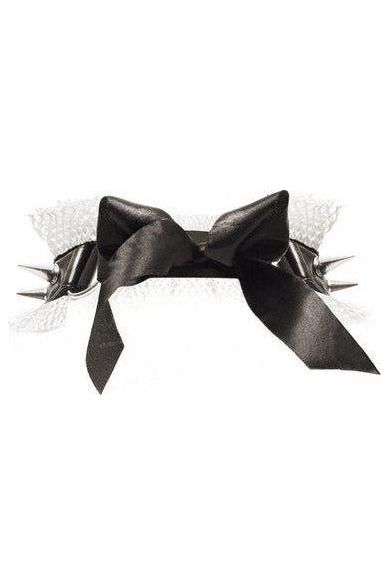 Kitten Collection White/Black Fishnet Spike Choker - Daisy Corsets