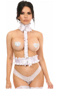 Kitten Collection White/White Lace Single Strap Body Harness - Daisy Corsets