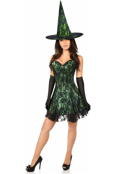 Lavish 3 PC Green Lace Corset Dress Costume - Daisy Corsets