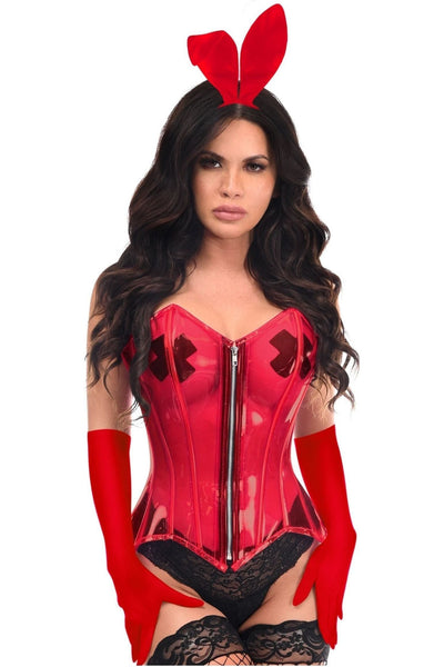 Lavish 4 PC Clear Red Sexy Bunny Corset Costume - Daisy Corsets
