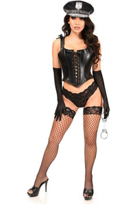 Lavish 4 PC Faux Leather Cop Corset Costume - Daisy Corsets