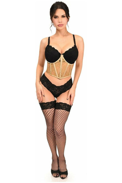 Lavish Beige Sheer Lace Underwire Waist Cincher Corset - Daisy Corsets