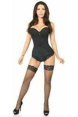 Lavish Black Cotton Overbust Corset - Daisy Corsets