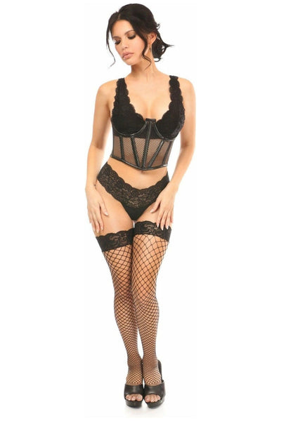 Lavish Black Fishnet Underwire Open Cup Waist Cincher - Daisy Corsets