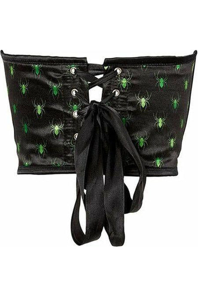 Lavish Black & Green Spiders Satin Open Cup Waist Cincher - Daisy Corsets