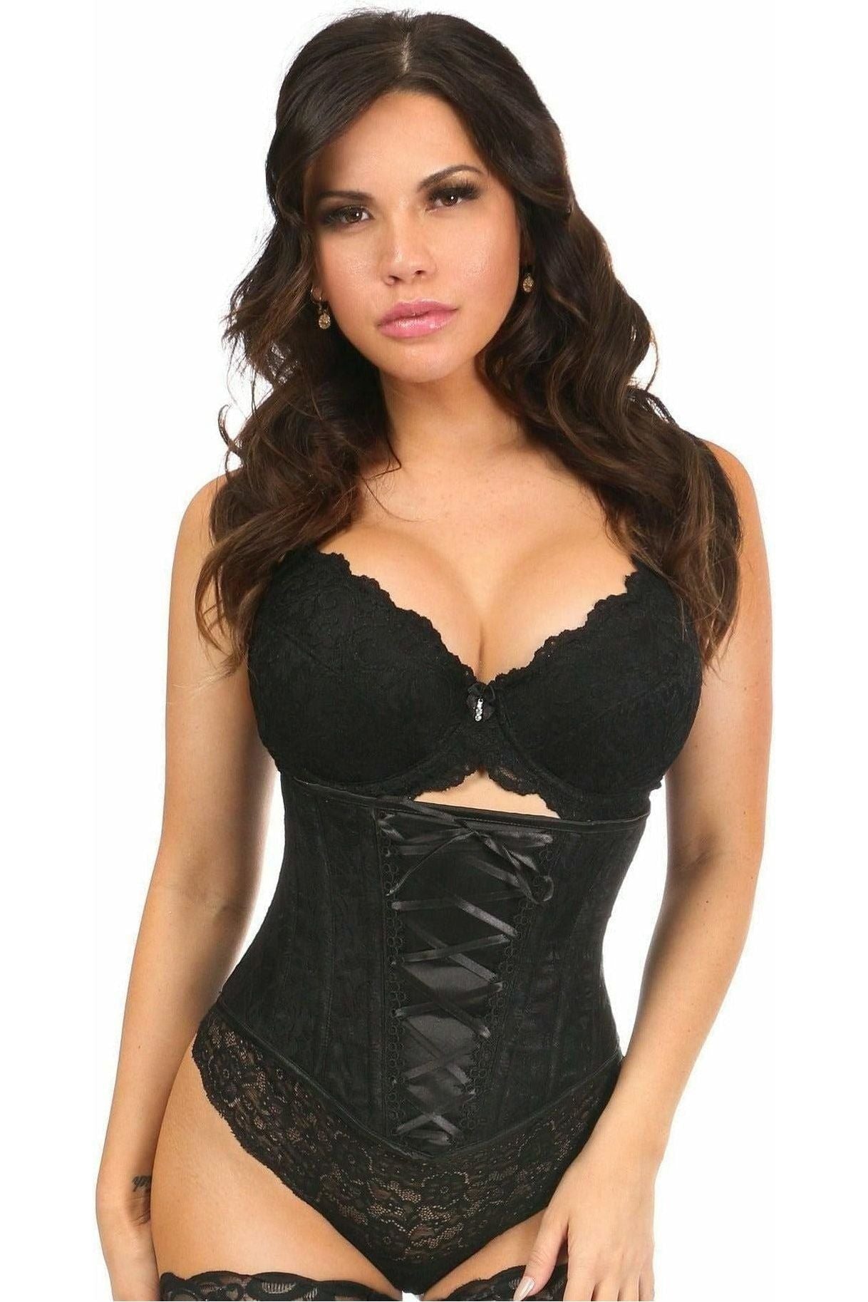 Lavish Black Lace - Up Underbust Corset w/Black Lace - Daisy Corsets