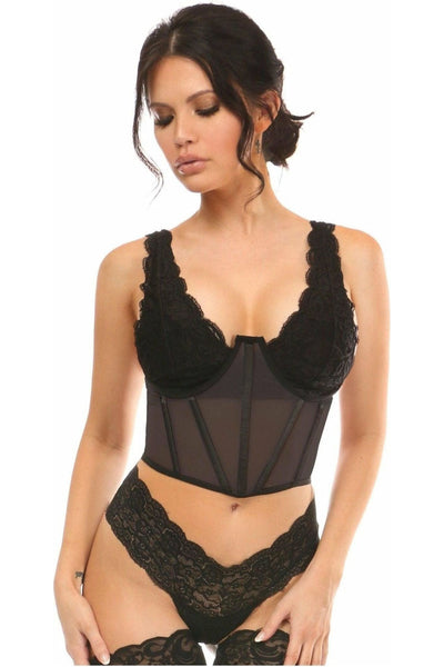 Lavish Black Mesh Open Cup Waist Cincher - Daisy Corsets
