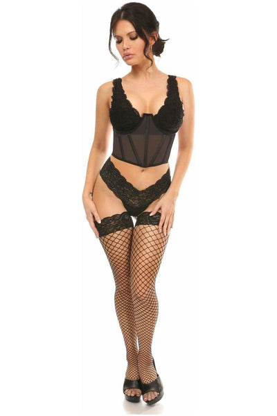 Lavish Black Mesh Open Cup Waist Cincher - Daisy Corsets