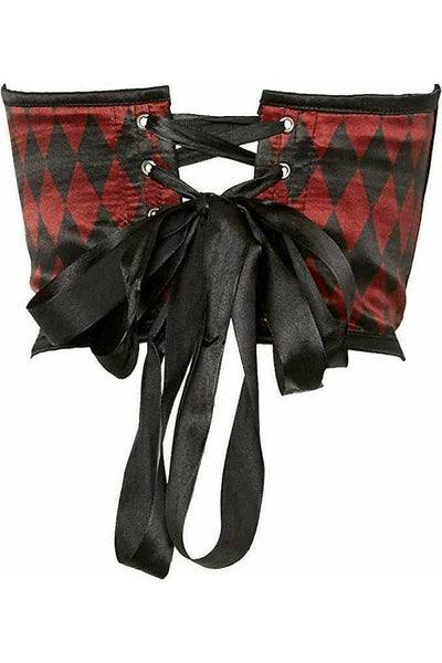 Lavish Black & Red Diamond Satin Open Cup Waist Cincher - Daisy Corsets