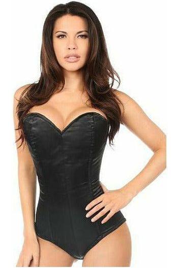 Lavish Black Satin Corset Romper - Daisy Corsets