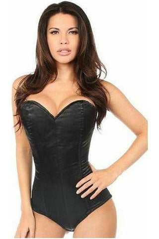 Lavish Black Satin Corset Romper - Daisy Corsets