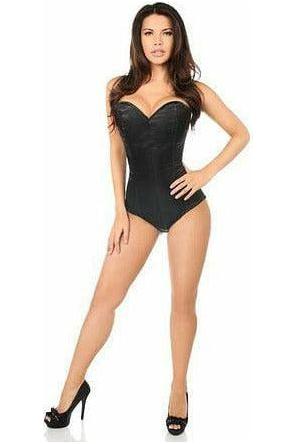 Lavish Black Satin Corset Romper - Daisy Corsets