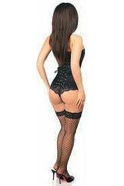 Lavish Black Satin Overbust Corset w/Busk Closure - Daisy Corsets