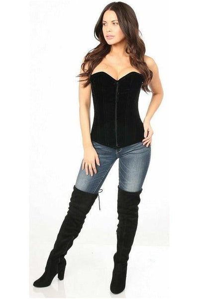 Lavish Black Velvet Overbust Corset - Daisy Corsets