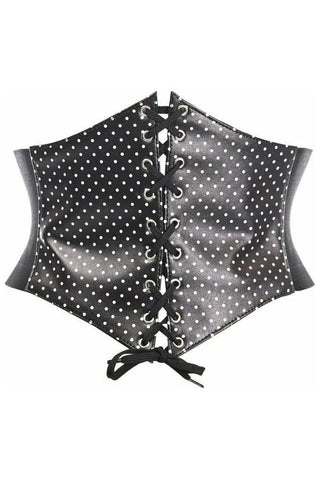 Lavish Black & White Polka Dot Lace - Up Corset Belt Cincher - Daisy Corsets