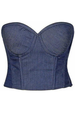 Lavish Blue Denim Underwire Bustier - Daisy Corsets