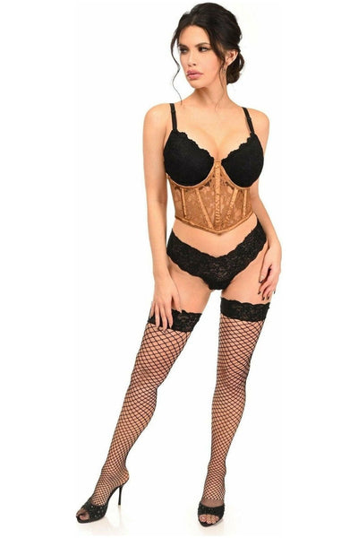 Lavish Caramel Sheer Lace Underwire Waist Cincher Corset - Daisy Corsets