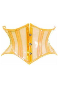 Lavish Clear Yellow Curvy Cut Mini Cincher Corset - Daisy Corsets