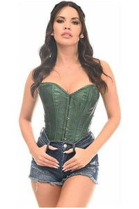 Lavish Dark Green Brocade Corset - Daisy Corsets