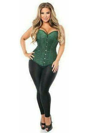 Lavish Dark Green Brocade Corset - Daisy Corsets