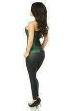 Lavish Dark Green Brocade Corset - Daisy Corsets