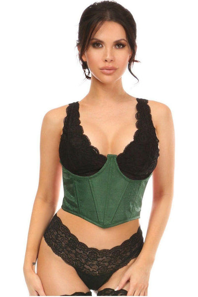 Lavish Dark Green Brocade Open Cup Waist Cincher - Daisy Corsets