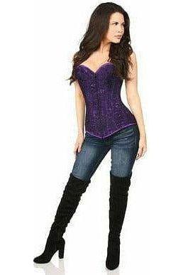 Lavish Dark Purple Lace Overbust Corset w/Zipper - Daisy Corsets