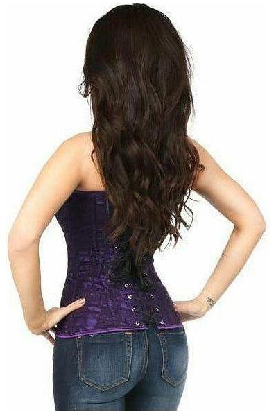 Lavish Dark Purple Lace Overbust Corset w/Zipper - Daisy Corsets