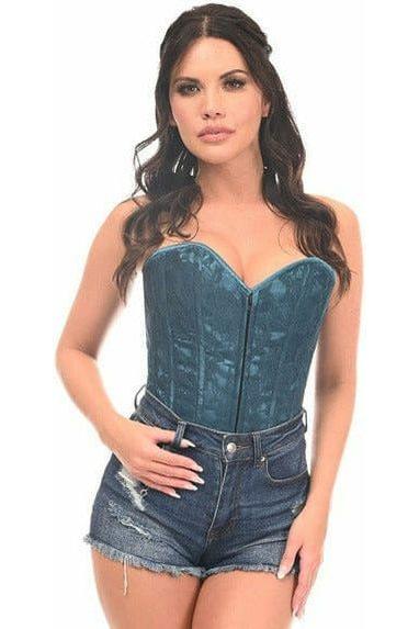Lavish Dark Teal Lace Overbust Corset w/Zipper - Daisy Corsets