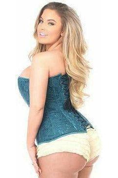 Lavish Dark Teal Lace Overbust Corset w/Zipper - Daisy Corsets
