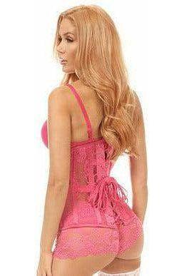 Lavish Fuchsia Sheer Lace Under Bust Corset - Daisy Corsets