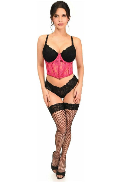 Lavish Fuchsia Sheer Lace Underwire Waist Cincher Corset - Daisy Corsets