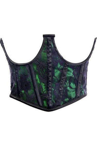 Lavish Green w/Black Lace Overlay Open Cup Waist Cincher - Daisy Corsets