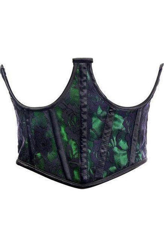 Lavish Green w/Black Lace Overlay Open Cup Waist Cincher - Daisy Corsets