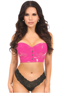 Lavish Hot Pink Patent PVC Underwire Short Bustier - Daisy Corsets