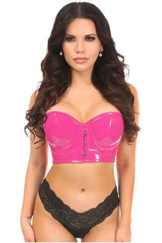 Lavish Hot Pink Patent PVC Underwire Short Bustier - Daisy Corsets