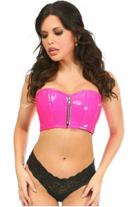 Lavish Hot Pink Patent Short Bustier Top - Daisy Corsets