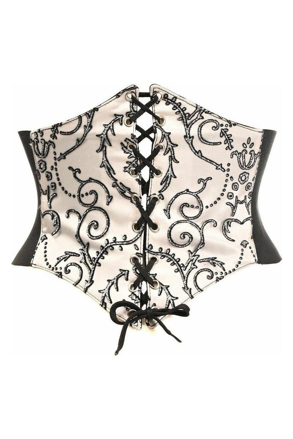 Lavish Ivory Embroidered Corset Belt Cincher - Daisy Corsets