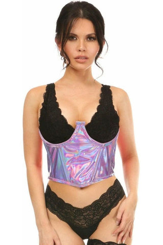 Lavish Lavender Holo Open Cup Underwire Waist Cincher - Daisy Corsets