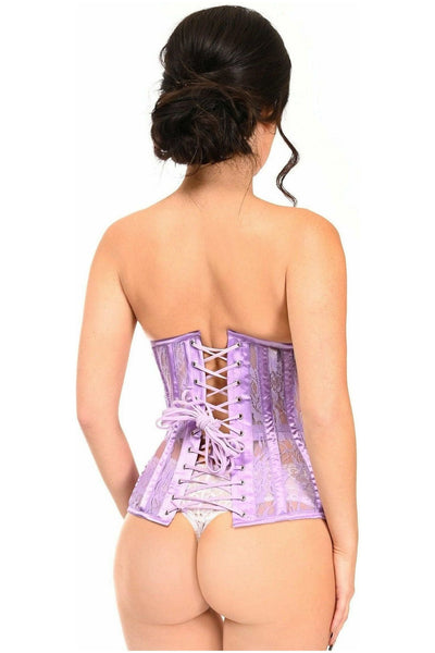 Lavish Lavender Sheer Lace Underwire Open Cup Underbust Corset - Daisy Corsets