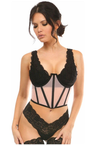 Lavish Lt Pink Mesh Open Cup Waist Cincher - Daisy Corsets
