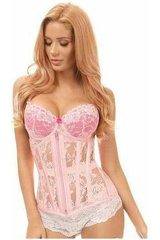 Lavish Lt Pink Sheer Lace Under Bust Corset - Daisy Corsets