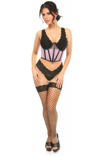 Lavish Lt Purple Fishnet Underwire Open Cup Waist Cincher - Daisy Corsets
