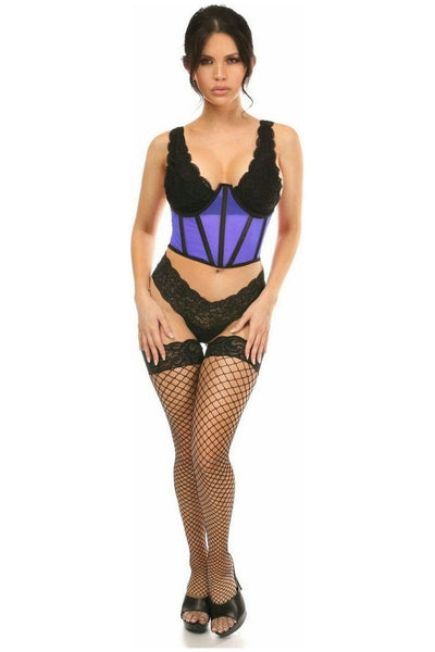 Lavish Neon Blue Mesh Open Cup Waist Cincher - Daisy Corsets