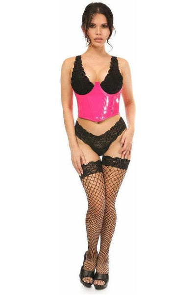 Lavish Neon Pink Patent Open Cup Underwire Waist Cincher - Daisy Corsets
